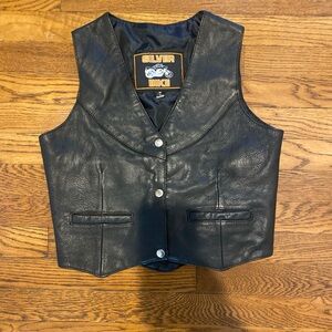 NWOT Silver Bike Women’s Black Leather Vest Size S